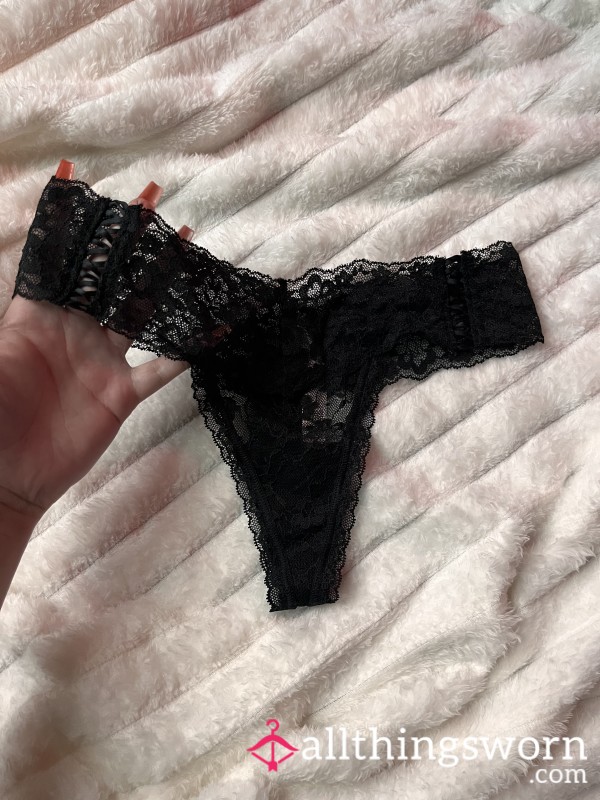 Victoria’s Secret Black Lace Thong W/Sexy Detail