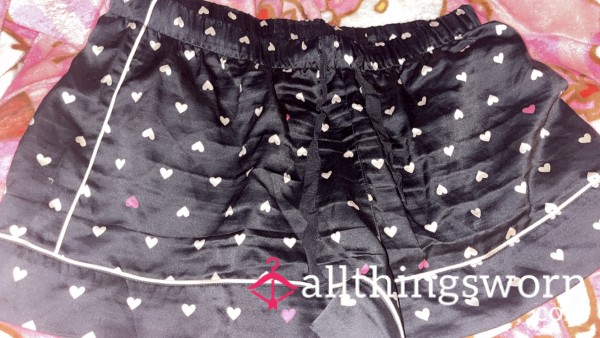 Victoria’s Secret Black White And Pink Silk Pajama Shorts 🎀💋