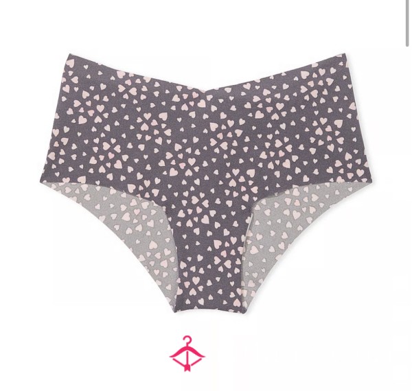 Victoria’s Secret Gray & Pink Hearts No Show Cheekies (S) | Reserve This Pair Now Before They Arrive!