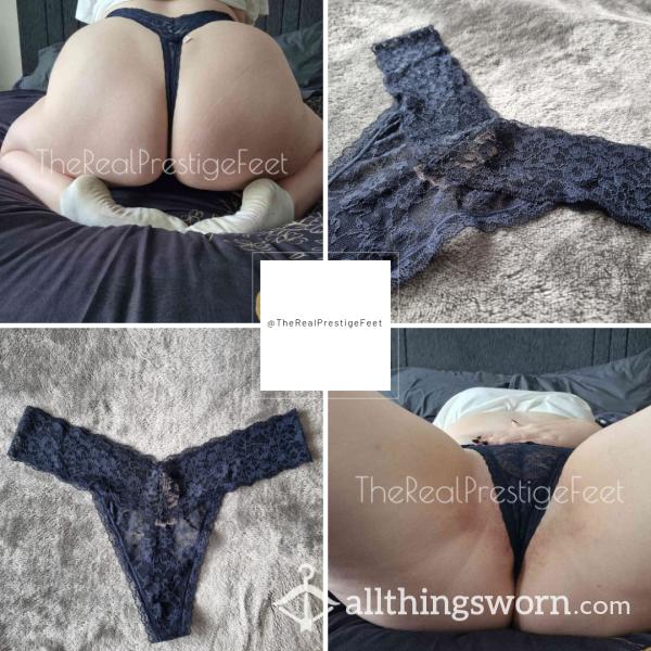 Victoria's Secret Navy Lace Thong | Size L | Standard Wear 48hrs | Includes Pics | See Listing Photos For More Info - From £20.00 + P&P