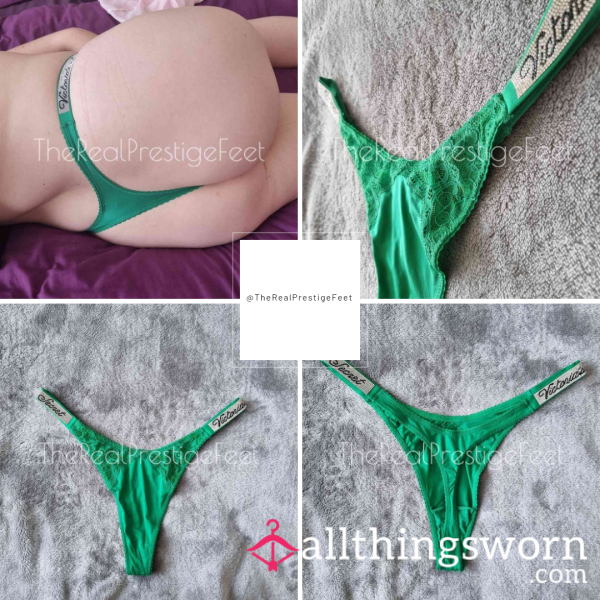 Victoria's Secret Shine Strap Emerald Green Silky Feel Thong | Size L | Standard Wear 48hrs | Includes Pics | See Listing Photos For More Info - From £30.00 + P&P