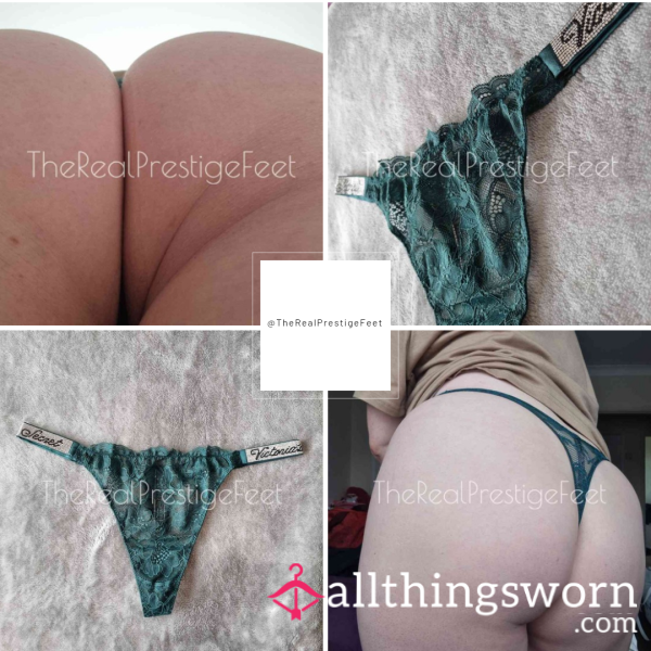 Victoria's Secret Shine Strap Green Lace Thong | Size L | Standard Wear 48hrs | Includes Pics | Additional Days Available | See Listing Photos For More Info - From £30.00 + P&P