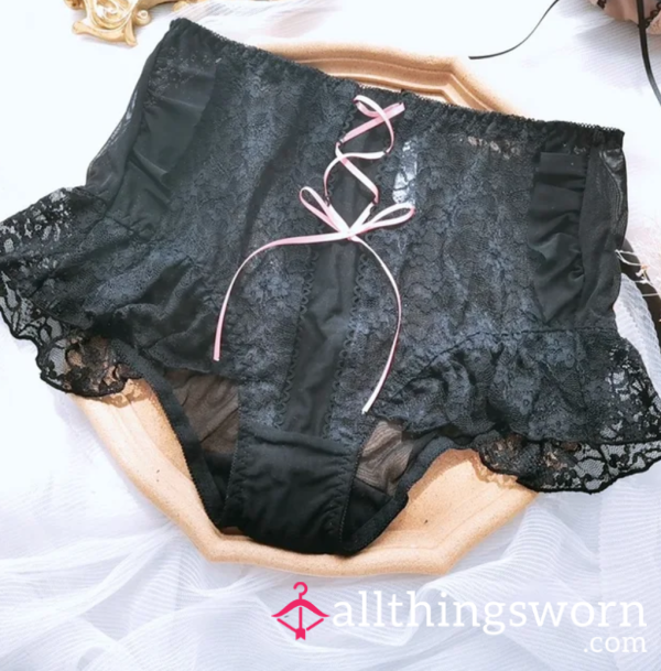 Vintage Elegant Frilly Panties, Pre Worn Women's Underwear For Sale.
