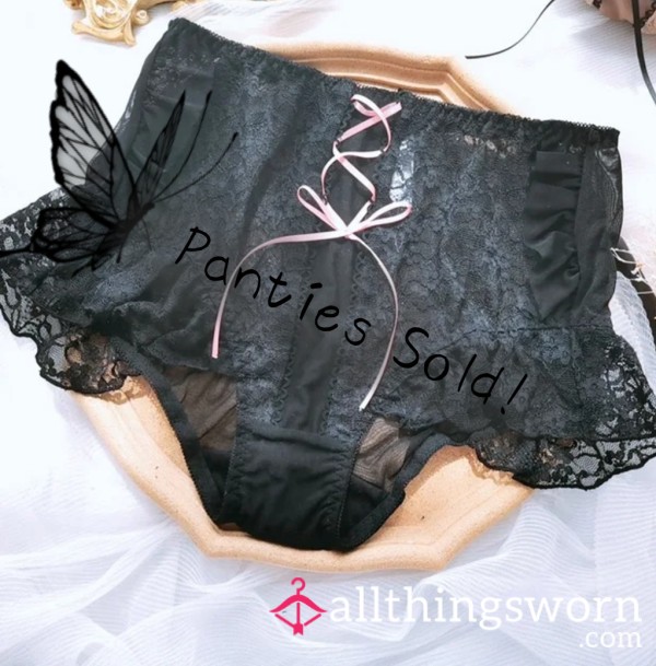 Vintage Elegant Frilly Panties, Pre Worn Women's Underwear For Sale.