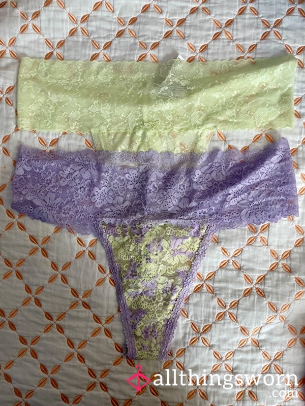 VS Extra Wide Waist Band Lace Thongs