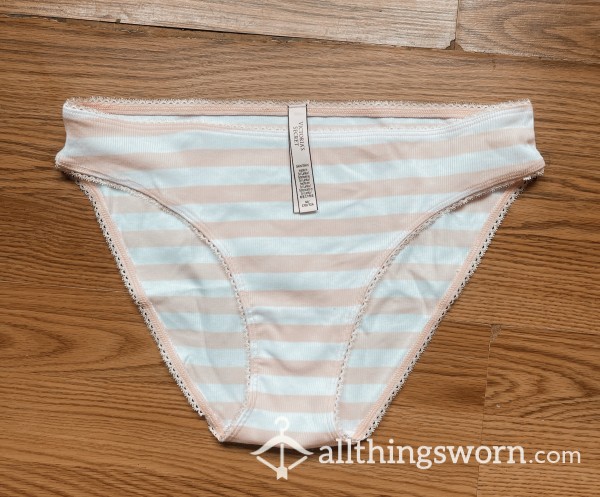 VS Pink And White Striped Cotton Panties