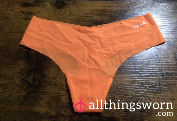VS Pink No Show Orange Thong - Includes US Shipping & 24 Hr Wear -