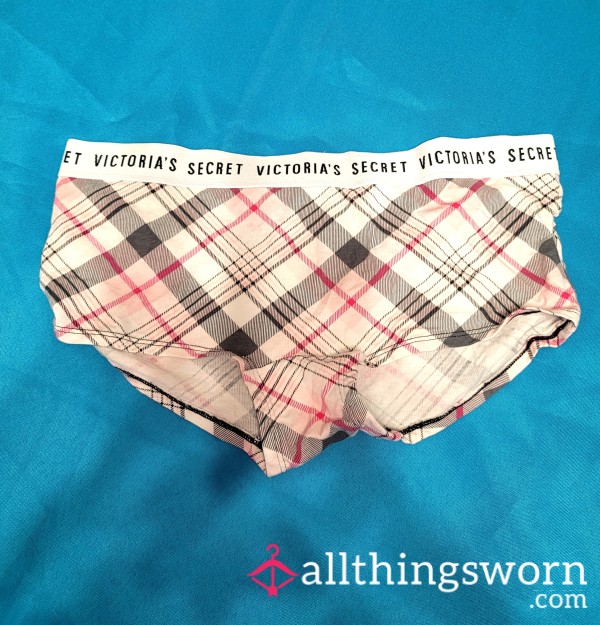 VS Pink Plaid Cotton Shortie Panties Size XL - Free US Shipping