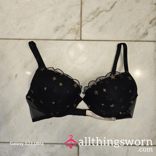 VS Push Up Black Gold Star Bra