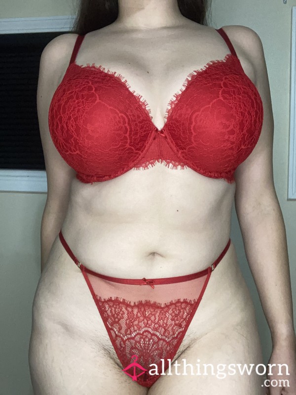 VS Red Lace Bra And G-String Bundle