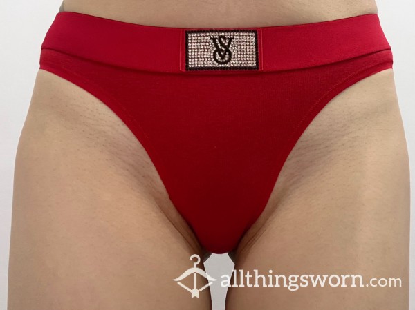 VS Red Thong With Rhinestones
