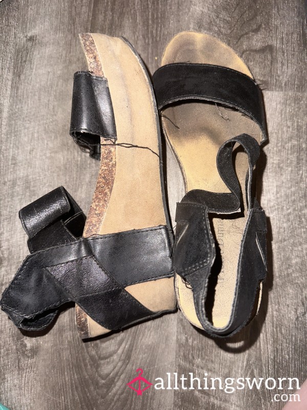 Wedges With Black Straps