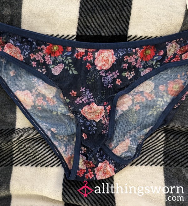 Well Worn All Sheer Laced Fabric Panties Floral 🔥