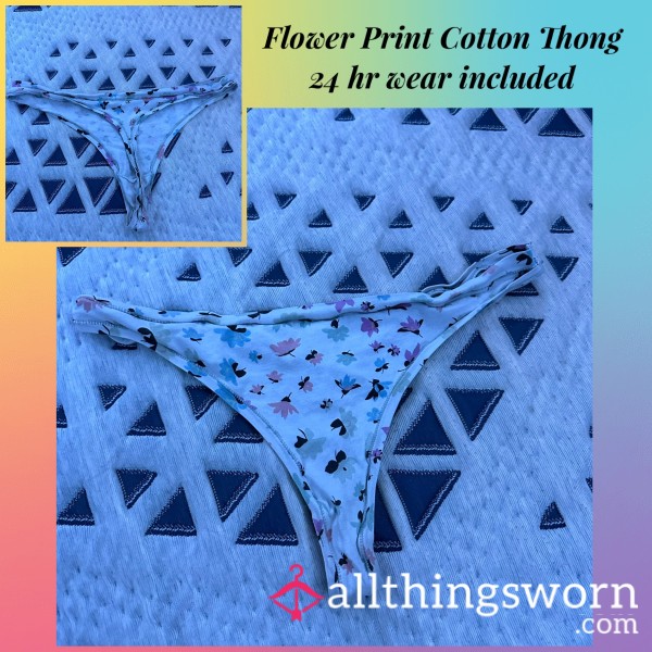 Well Worn Flower Print Cotton Thong