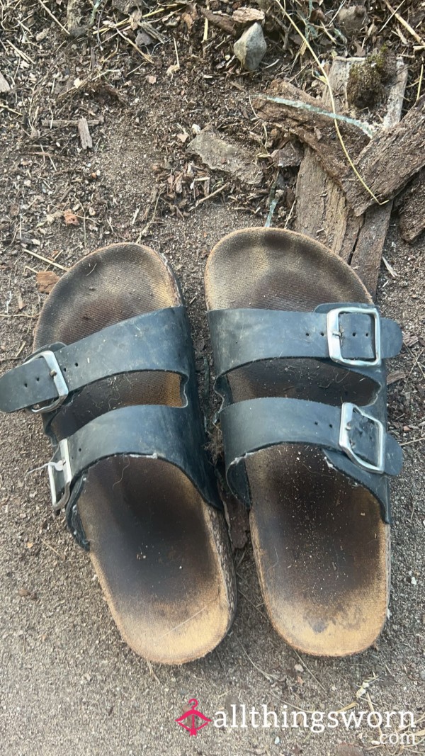 Well Worn Foot Imprint Dirty Sandals