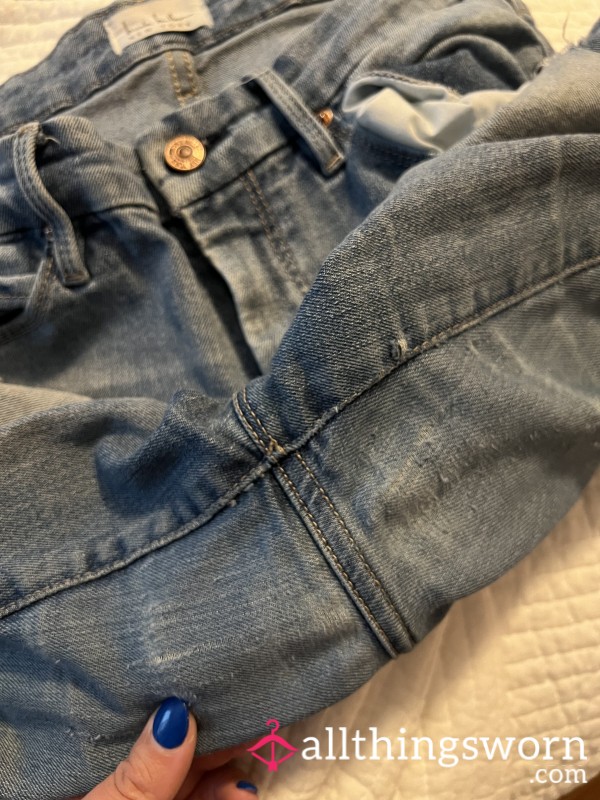 Well-worn Jeans With Thigh Wear