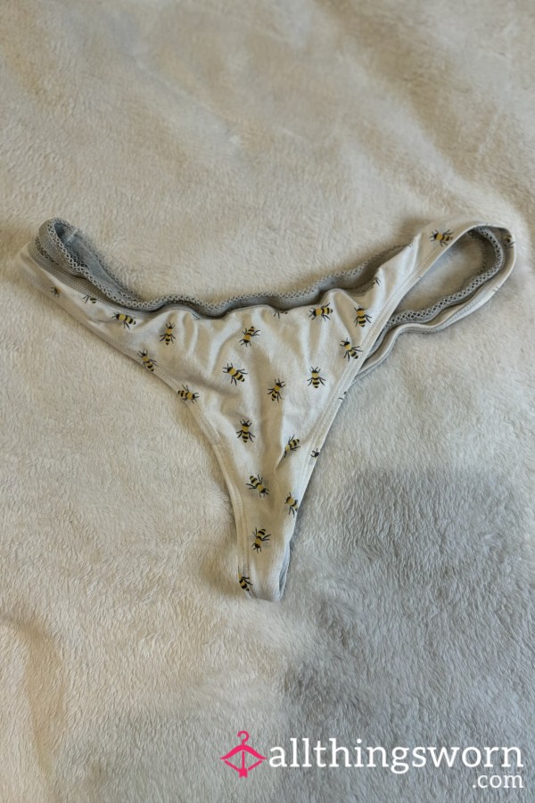 Well Worn White B*mblebee Cute S**y Target Thong Size Small