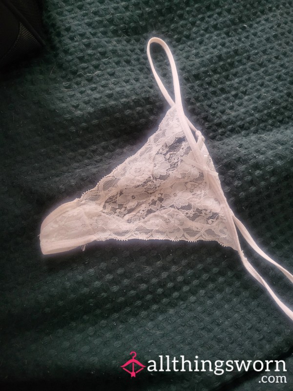 Well Worn White Lace Thong, Scented Fresh