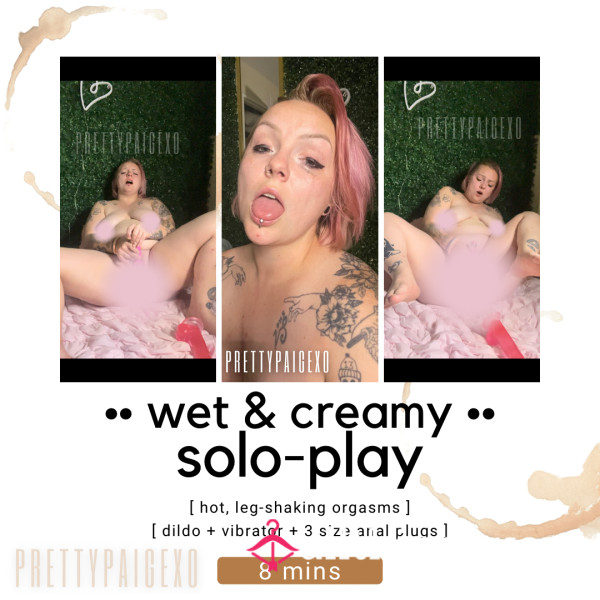 Wet & Creamy Solo-play 💦 Di**o, Vibrator + Plugs 💓 Hot Premade Video [8:03]