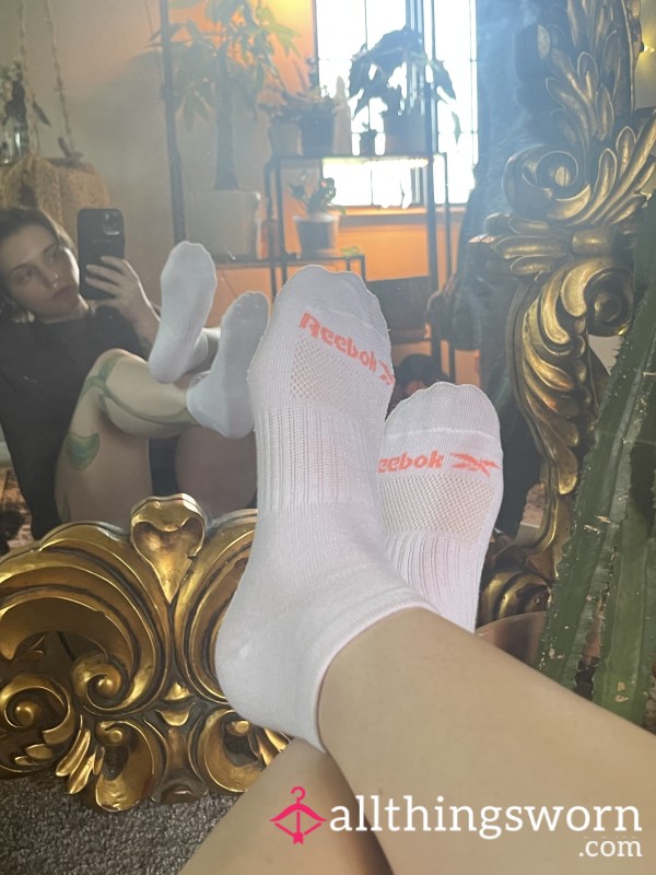 White And Orange Reebok Socks