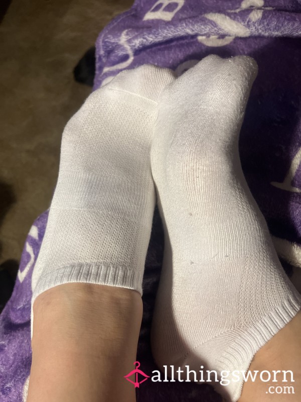 White Ankle Socks Worn Thru Work