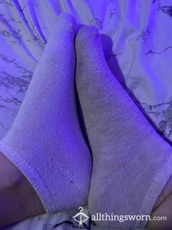 White Discolored Dirty Socks- Worn For A Week!