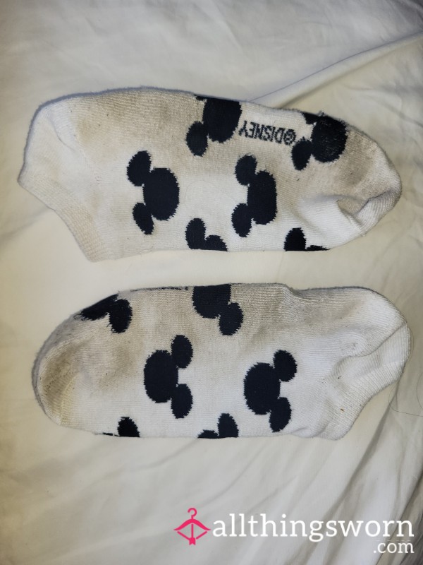 White Disney Print Socks