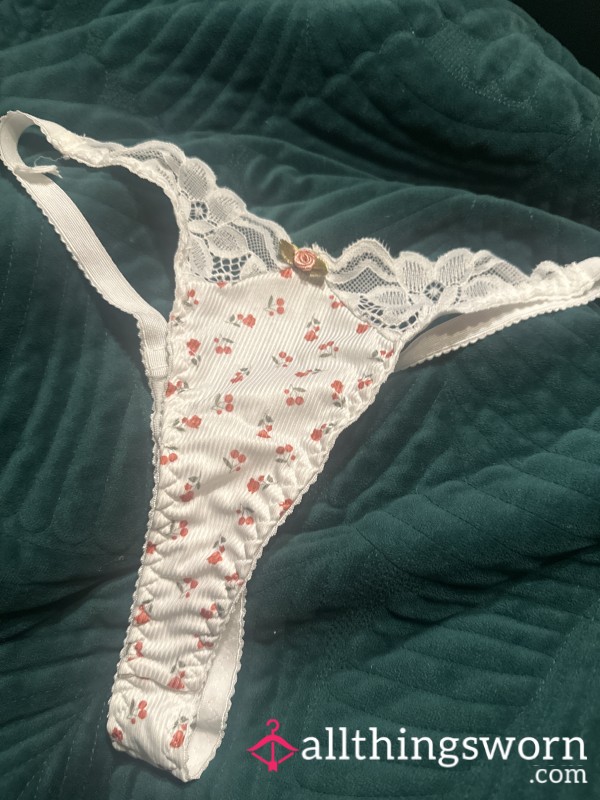 White Flor*l Thong