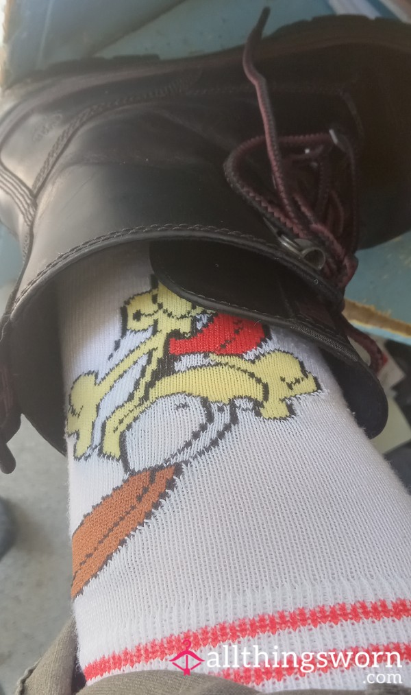 White Garfield And Odie Crew Socks.  So Cute!