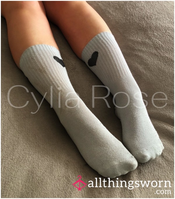 White Heart Socks