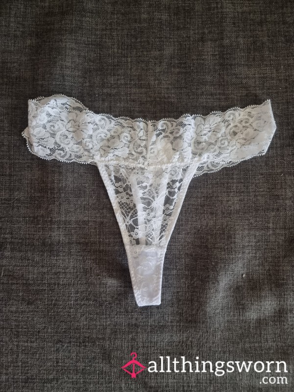 White Lace Thong