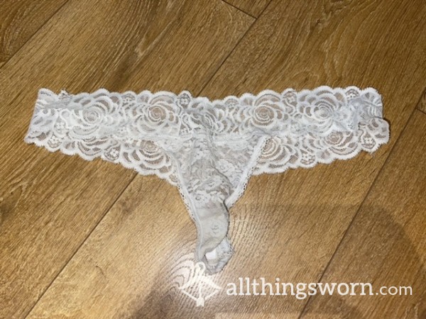 White Lace Thong