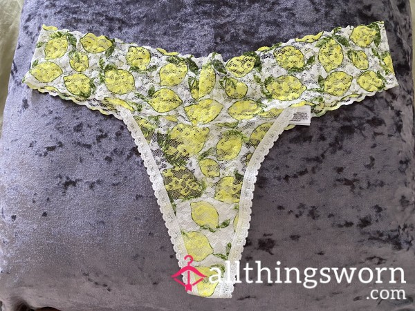 White Lace Thong With 🍋s