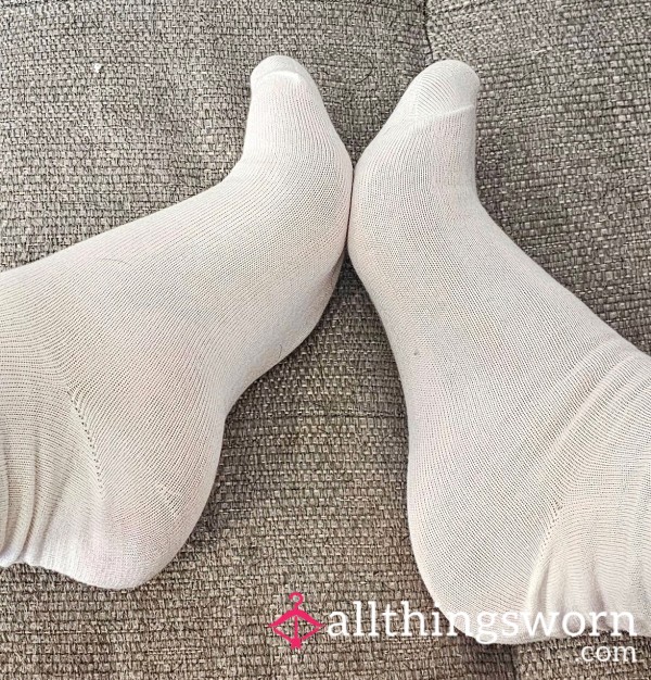 White Mid Socks For Sale ! Dirty, Smelly, Well Worn Sweaty Socks....48 Hour Wear