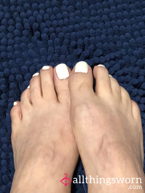 White Nail Polished Toes