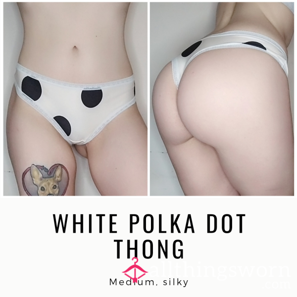 WHITE POLKA DOT THONG