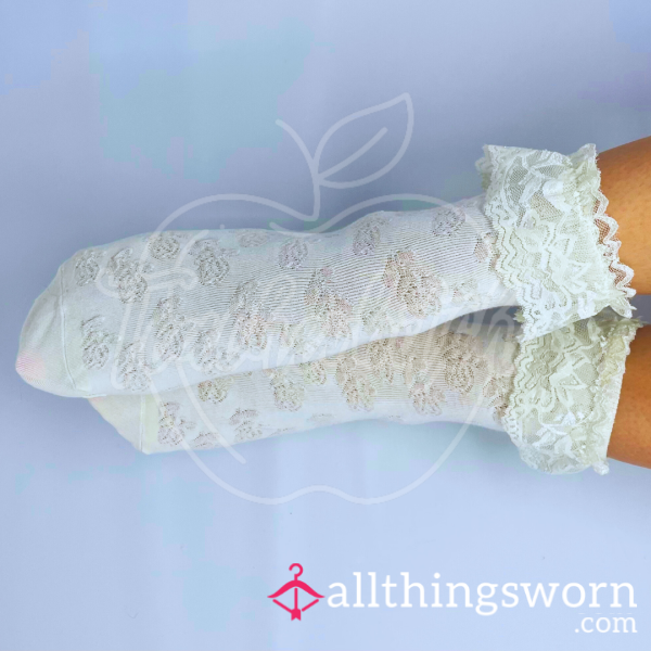 White Ruffle-Trim Crew Socks | 1 Of 3 Different Pairs Available