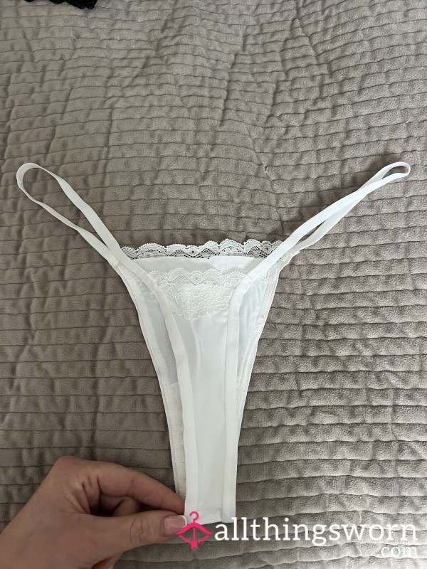 White Silky Soft Strappy Thong 🤍 🥵