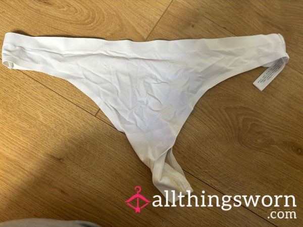 White Silky Thong Wellworn