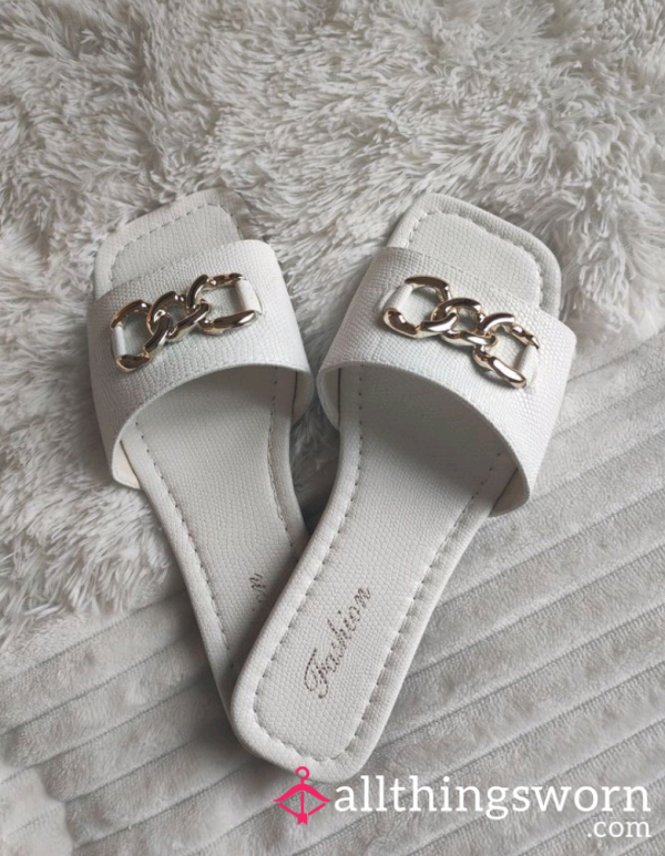 White Slipper Summer Shoes, Garden Shoes, Women's Sandals For Sale, White Shoes.