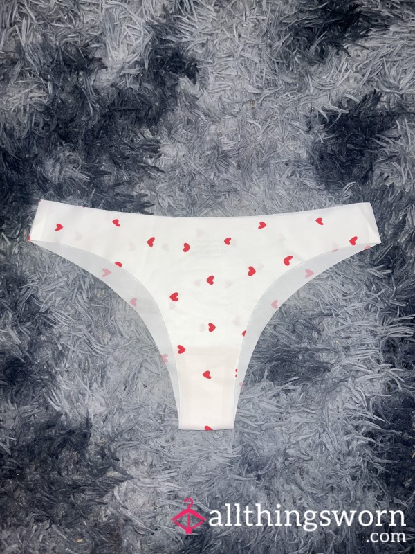 White Thong With Red Love Hearts On😍😍seamless Super Comfy Size 12/14