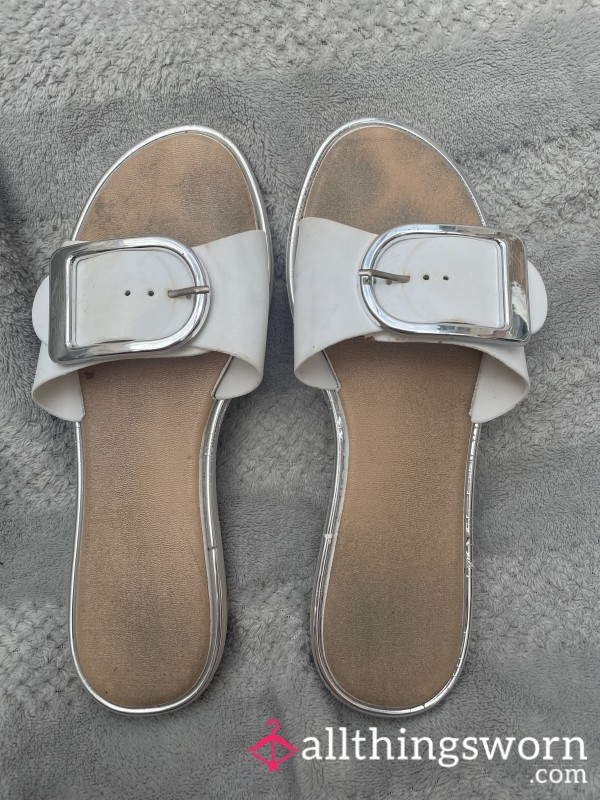 White Well Worn Sandals