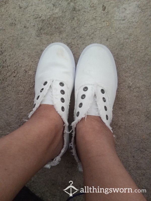 White Sweaty Slip On Sneakers