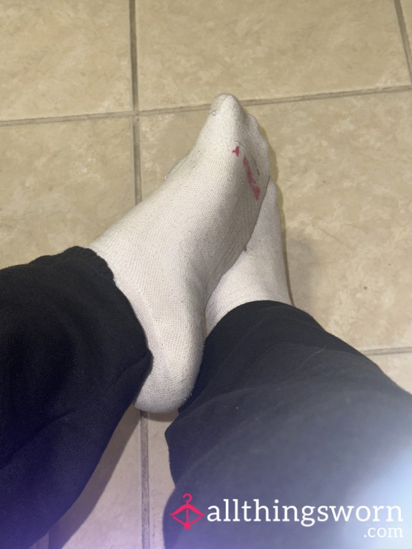 White Worn Socks