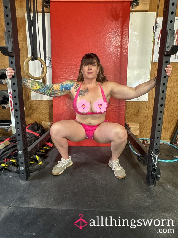 Workout Session In Pink Bra And Short Shorts