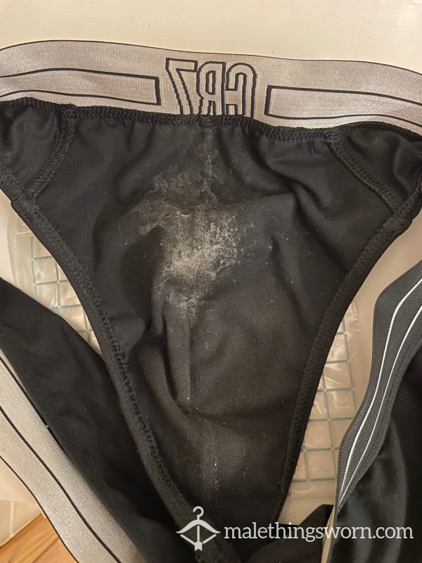 Worn 7 Days With C*m, Sweat & Pi*s Drops Cristiano Ronaldo CR7 S**y Black Briefs (L)