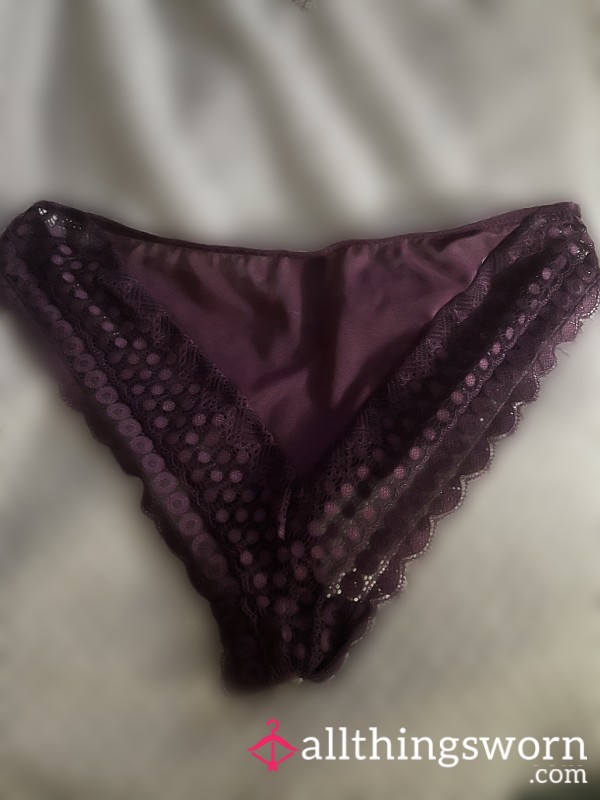 Worn All Day Lace Burgundy Knickers
