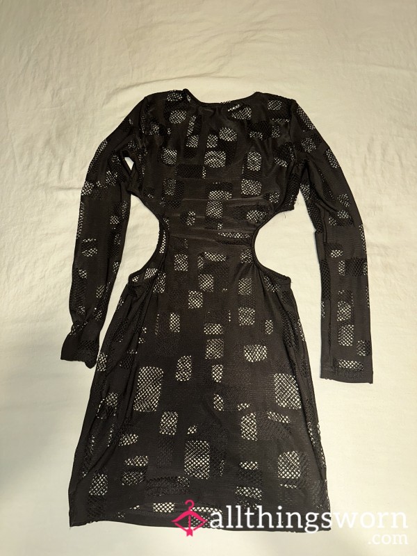 Worn Black Fishnet Dress