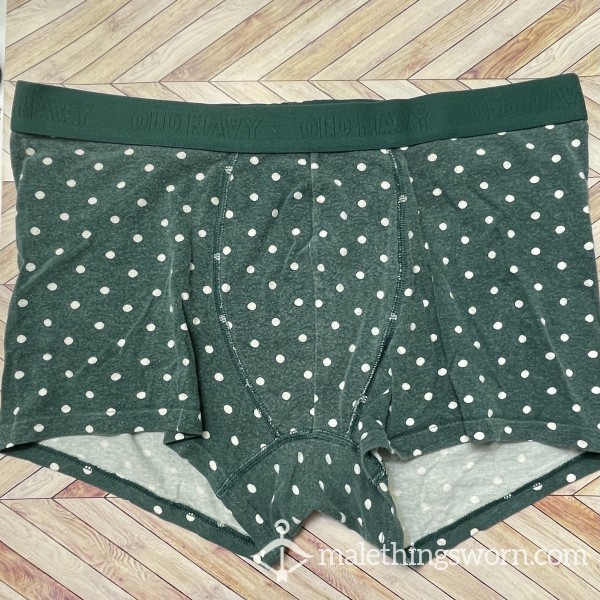 Worn Old Navy Boxer Brief Trunk, Cotton Polka Dot Print Size Medium