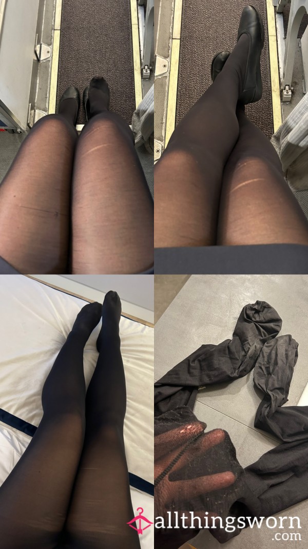 Worn Out Cabin Crew Black Pantyhose